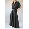 Vestido camisero estilo francés estilo coreano para mujer, estilo veraniego, largo, elegante y ajustado.