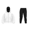 Nova Temporada Moletom com Capuz Duplo e Zíper DIY Liso Masculino Feminino Outono Inverno Conjunto de Calça de Moletom com Capuz e Zíper para Casal