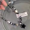 Colar de Contas Estrela Negra Dopamina Feminino Estilo Doce e Descolado Luxo Leve Nicho Senso de Design Avançado Corrente para Clavícula