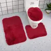 Alfombrilla de suelo para inodoro Juego de tres piezas Alfombra de baño de lana de seda Alfombra de color sólido para baño Alfombrilla de suelo para inodoro Antideslizante Absorbente Alfombra Venta al por mayor