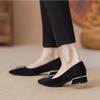 Zapatos de Tacón Grueso para Mujer para Verano 2026, Nuevo Estilo Primavera y Otoño, Punta Puntiaguda, Elegantes de Boca Baja, Zapatos Negros de Tacón Alto para Ir al Trabajo, Zapatos de Trabajo de Tacón Medio