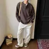 Camiseta Interior de Manga Larga Estilo Retro Americano Falsa de Dos Piezas para Hombre, Delgada de Primavera y Otoño, Moderna, Atractiva, con Costuras, Sudadera Versátil para Parejas
