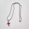 Collar Largo con Colgante de Cruz de Diamantes Completos Super Brillante para Chica Hot Hip-Hop Cadena que No se Desgasta Cadena para Clavícula