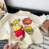 Crema Hombres y Mujeres Padre-hijo Verano Nuevo Moda Infantil Estampado Muñeco Tridimensional Combinable Casual Manga Corta Dibujos Animados Camiseta