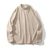 Essencial para Outono e Inverno Processo de Escovação Dupla Face Nova Camiseta Masculina Confortável e Quente para Outono e Inverno Camada Base Manga Longa