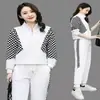 Conjunto Deportivo de Moda Otoño e Invierno para Mujer Sudadera de Manga Larga Estampado a Cuadros Holgado Casual Dos Piezas Transfronterizo