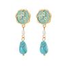 Amazon Cross-border Turquesa Brincos Pequenos Novos Brincos Chineses Leves Luxo High-end Brincos de Aço Titânio Jóias Vintage