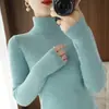 Suéter de cuello alto para mujer, nuevo estilo otoño e invierno, ajuste ceñido, manga larga, prenda interior, tejido de punto de lana, camiseta básica, negro, talla única, color albaricoque