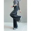 Jeans wide leg com design americano retrô desgastado para mulheres, novo lançamento casual solto para emagrecer calça reta primavera e outono 2026