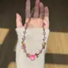 Salsa de Ciruela UmeCollar Irregular con Perlas Rojo Rosa 2026 Nuevo Primavera/Verano Floral Fresco Cadena para Clavícula