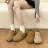 Novedad Primavera 2026 Retro Casual Planos Cobertura Total Estilo Birkenstock para Mujer Punta Redonda Tacón Oculto Hebilla de Cinturón Versátil Zapatos Planos