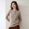 Versátil Estilo Simples Outono Novo Gola Redonda Feminino Suéter Trançado Quente Camada Base Suéter de Cashmere