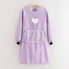 Delantal de Lona de Manga Larga de Moda Cocina Cocinar Uso en Casa Trabajo Catering Ropa de Trabajo Mujer Vendedor Ambulante Ropa Exterior Transpirable Resistente al Desgaste