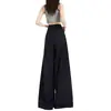 Pantalones de traje a cuadros con retazos de doble cintura azul marino para mujer, verano 2026, finos, estilo americano, holgados, con caída, de pierna ancha, casuales