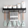 Perchero de pared de aluminio con ganchos negros para cocina, para colgar en la pared, para condimentos domésticos