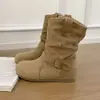 Botines de Tobillo con Plataforma y Tacón Grueso Retro para Mujer 2026 Otoño/Invierno Nueva Llegada Más Vendidos Versátiles Adelgazantes Botas Fruncidas Botas Martin