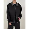 Jaqueta Minimalista Deconstructed Patchwork Listrado Misto Retro Americano Falso Duas Peças Borda Crua Cleanfit para Homens