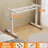 Suporte de Mesa com Manivela Ajustável e Rodas, Estrutura de Suporte Móvel para Mesa de Escritório, Suporte de Mesa Ajustável