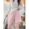 Shorts Deportivos de Fitness para Yoga Color Rosa para Mujer Verano 2026 Delgados Sueltos Adelgazantes de Corte A de Tres Cuartos Casuales de Pierna Ancha