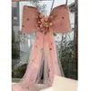 Rosa Flor de Cerezo Rosa Claro Tul Suave Drapeado Cascada de Fondo para Recepción de Boda Cortina en Cascada Decoración de Espacio Privado de Salón de Belleza