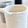 Cesta Tecida de Fio de Algodão Estilo Nórdico Simples Miaowu Cesta de Corda de Algodão Cesta de Armazenamento de Mesa Mini Balde de Armazenamento de Cosméticos Orelha Única