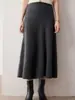 Estilo simples e elegante, saia midi de tricô de caxemira pura para mulheres, cintura alta, modeladora, versátil e adequada para o trabalho