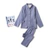 Ropa de Casa Japonesa Sencilla de Gasa Doble Capa Algodón Gasa Conjunto de Pijama Sin Costuras Laterales Manga Larga para Hombre y Mujer Cuadros Lunares