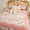 Explosiones de Tesoros Estilo Coreano Pastoral Floral Pequeño Juego de Cuatro Piezas Algodón Engrosado Amigable con la Piel Cepillado Sábana para Cama Individual y Doble Funda de Edredón para Dormitorio