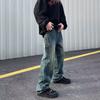 2024 primavera y otoño Americano degradado Pu guapo jeans para hombre nuevo retro suelto callejero todo-fósforo pantalones de pierna ancha para hombre