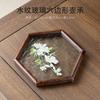 Posavasos Hexagonal de Vidrio con Patrón de Agua para Olla, Hogar, Nogal, Vidrio, Bandeja de Té Estilo Japonés, Mesa de Té Pequeña, Posavasos para Taza de Té, Mesa para Remojar en Seco