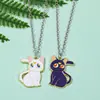 Aleación para Fundición a Presión con Galvanoplastia Personalizada Collar Creativo de Gato Luna para Pareja con Aceite Gotas Joyería con Pintura al Óleo Venta Directa de Fábrica