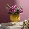 Maceta de hierro cerámico nórdico soporte para flores Morandi simple decoración de sala de estar interior maceta de planta verde artificial estante para macetas