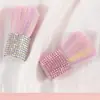 Cepillo para polvo con cerdas de arcoíris para decoración de uñas, cepillo para uñas con cerdas de colores, cepillo para macarrones, herramientas para uñas, cepillo de limpieza con mango corto