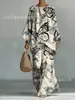 Novo conjunto de duas peças da moda casual para o dia a dia, com estampa transfronteiriça, gola redonda e manga longa, para mulheres