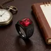 Anillo de Rubí de Moda Personalizado de Nicho para Hombres, Anillo de Aleación de Zinc Negra Punk Retro Hip-Hop, Estilo Europeo y Americano Transfronterizo