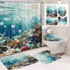 Cortina de ducha de poliéster impermeable antivaho con impresión digital HD directa de fábrica, ballena marina, tortuga, partición, cortina de baño