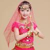Accesorios para Actuación de Danza India para Niños Aretes Pulsera Collar Étnico Pañuelo para la Cabeza Diadema Danza del Vientre Tocado de Lunares de Colores
