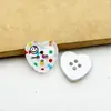 Botón Lindo de Corazón con Cuatro Ojos Estampado de Dibujos Animados Cardigan Vestido Botón Decorativo DIY Ropa Infantil Hecho a Mano