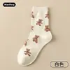 Calcetines de Dibujos Animados de Moda, Calcetines Suaves de Media Pantorrilla, Calcetines Lindos de Media Pantorrilla, Calcetines de Oso de Dibujos Animados Absorbentes de Sudor, Personalidad de Moda para Primavera y Verano