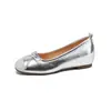Zapatos de tacón de noche Weiwei Lady 5918-1 estilo francés con lazo suave para mujer, con aumento de altura interior, punta redonda, boca poco profunda, tipo bailarinas