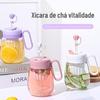 Xícara de Chá de Flor com Alça, Copo de Água para Meninas, Xícara de Vidro para Preparar Chá de Flor, Copo com Canudo da Moda, Minixícara Antiescaldante por Atacado
