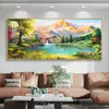 Costas contra a Tigela de Tesouro Jinshan Ponto Cruz 2025 Novo Estilo Sala de Estar Pintura de Paisagem Grande Pintura de Montanha e Água