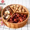 Cesta de Almacenamiento Reforzada para Exhibición en Supermercado, Cesta Tejida de Mimbre Sintético, Cesta con Compartimento para Snacks, Cesta para Pan, Cesta para Frutas