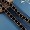 Tela de Malla de Aluminio con Cadena y Tubo de Perlas Cuadradas Negras, Adornos de Encaje de Terciopelo de un Solo Lado para Zapatos, Bolsos, Joyería, Vestidos de Novia, Ropa, Encaje al por Mayor