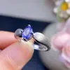 ¡Anillo de Tanzanita Natural! ¡Impresionante color morado, cuerpo impecable, engastado expertamente en plata 925! Piedra principal 5*7mm