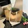Nova Bolsa de Palha de Grande Capacidade 2025 Casual Tendência Bolsa de Ombro Versátil para o Dia a Dia Bolsa Tote de Mão