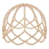 Gorro de Pelo Estilo Julieta Multicolor Retro Europeo y Americano con Cadena de Malla de Cristal Hecha a Mano, Tocado Hueco con Perlas para Vestido de Novia