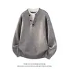 Novedades transfronterizas de otoño e invierno: Suéter de punto con bloques de color estilo americano, de dos piezas simuladas, cuello redondo, una prenda básica casual de moda y corte holgado para jóvenes