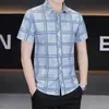Camisa Masculina Verão Fresca Respirável Antiamarrotamento Sem Passar 2025 Nova Xadrez Versátil Camisa Business Casual