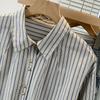 Foto Real de Estilo Coreano Retro Hebilla Pequeña Dorada Algodón y Lino 2022 Primavera Nueva Camisa Casual de Manga Larga con Cuello para Mujer